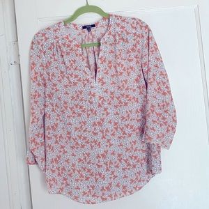 Slit neck 3/4 sleeve blouse
